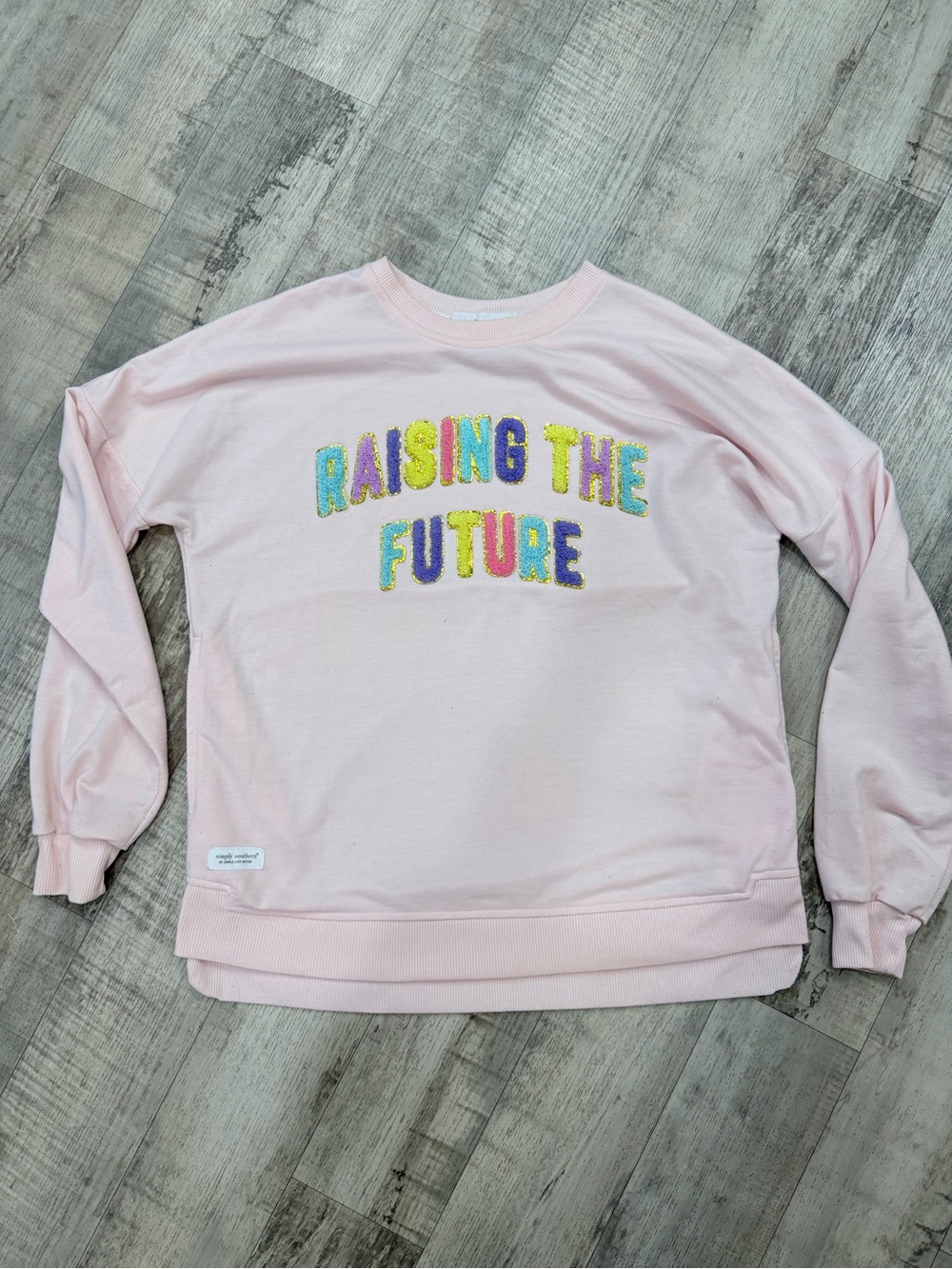 Simply Southern Raising The Future Embroidered Sweatshirt - Pink